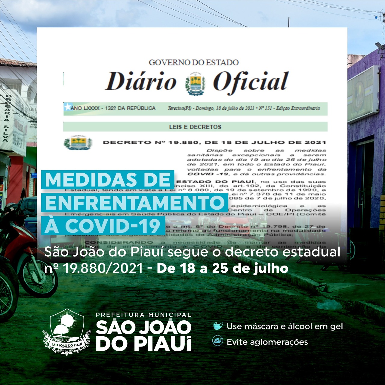São João do Piauí adota decreto estadual como medida para enfrentamento à covid-19