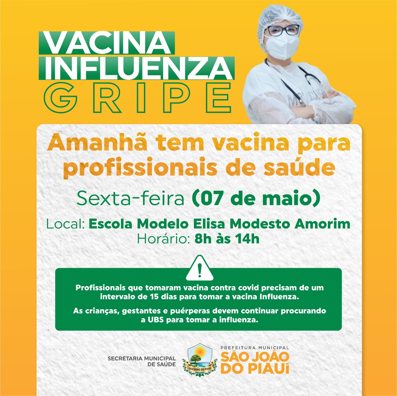 A Secretaria Municipal de Saúde realiza mais uma etapa da vacinação contra a Influenza