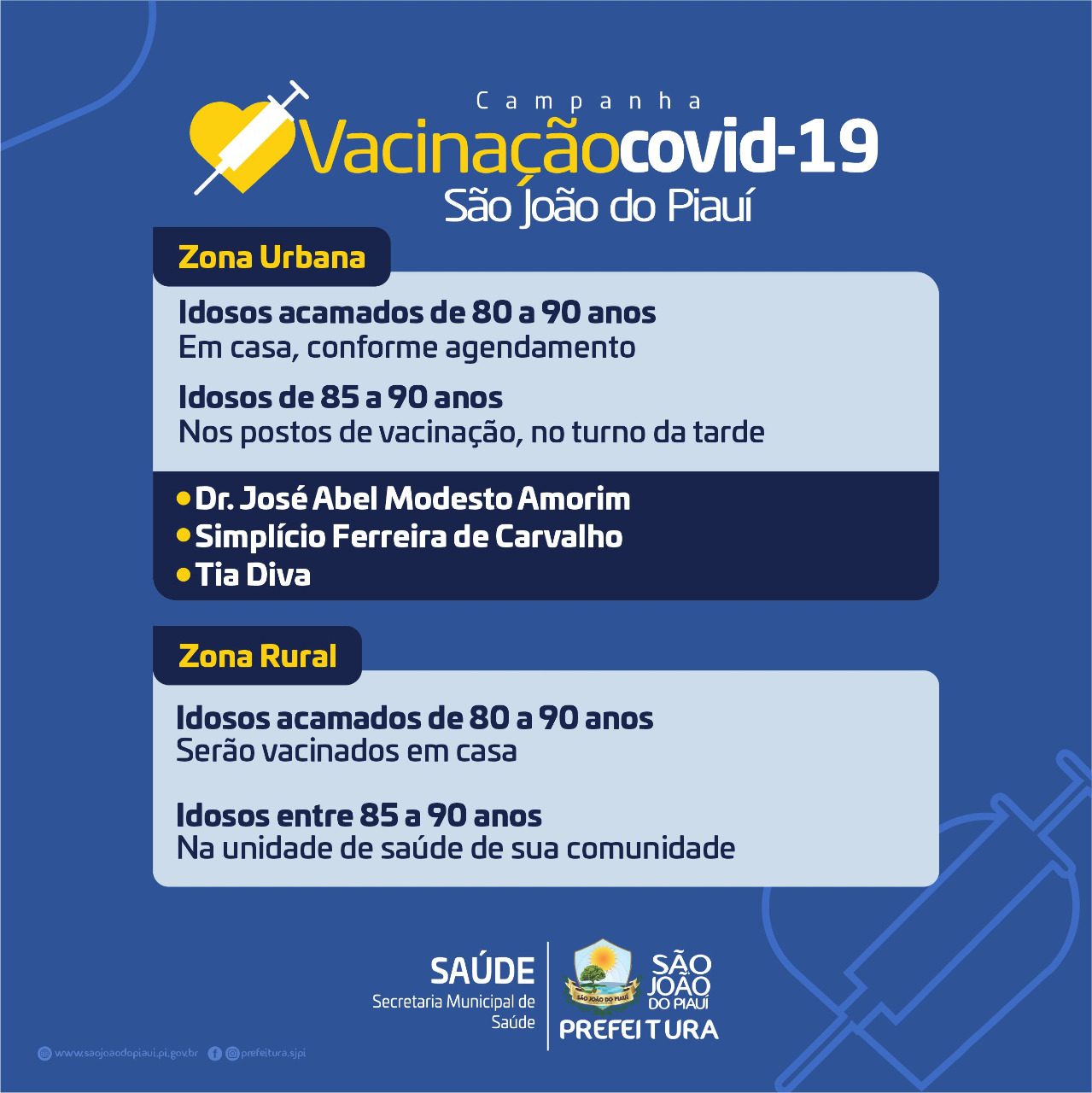 Mais 160 idosos serão vacinados contra covid-19 em São João do Piauí