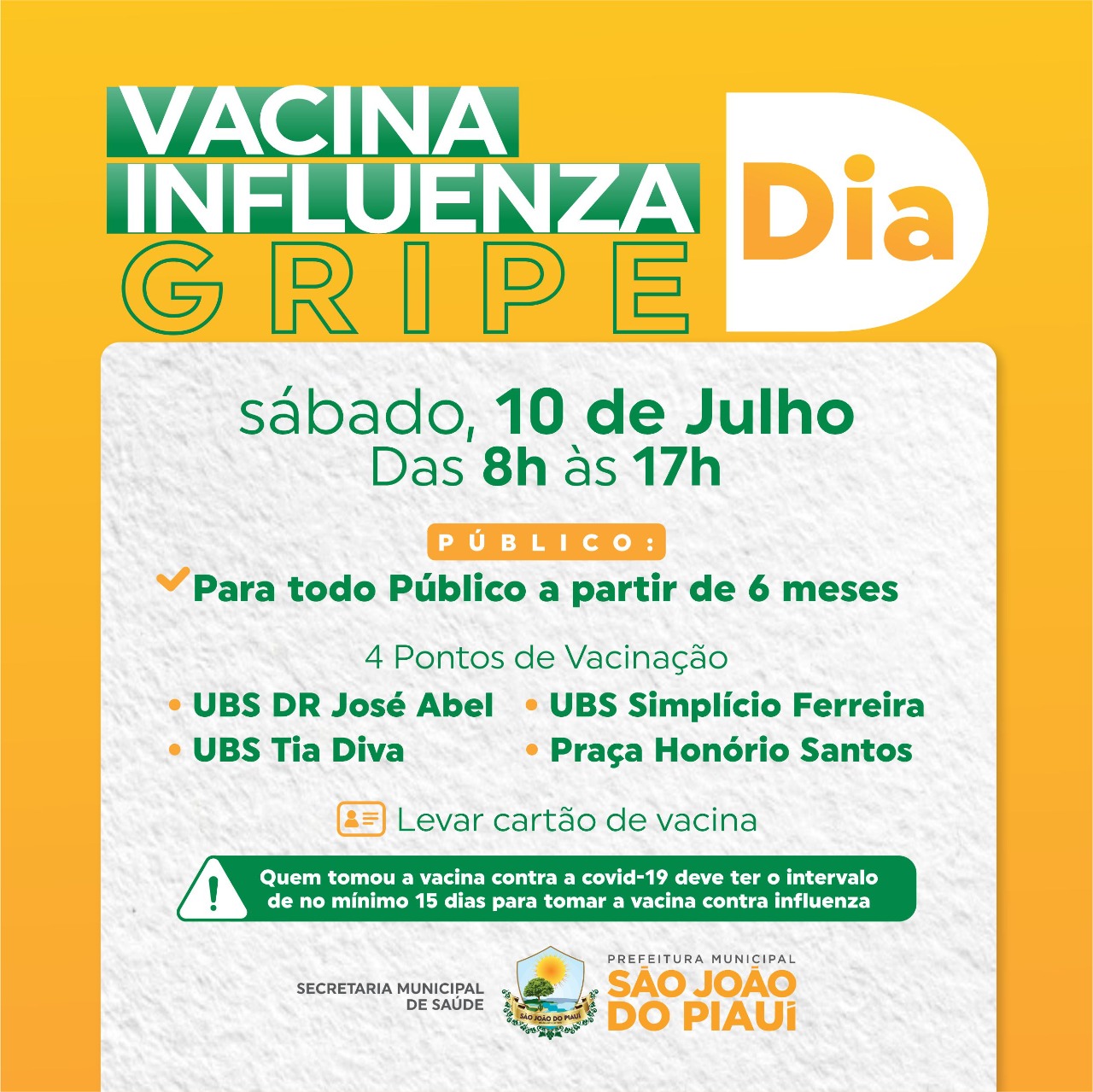 Dia D de vacina contra a Influenza é neste sábado, 10