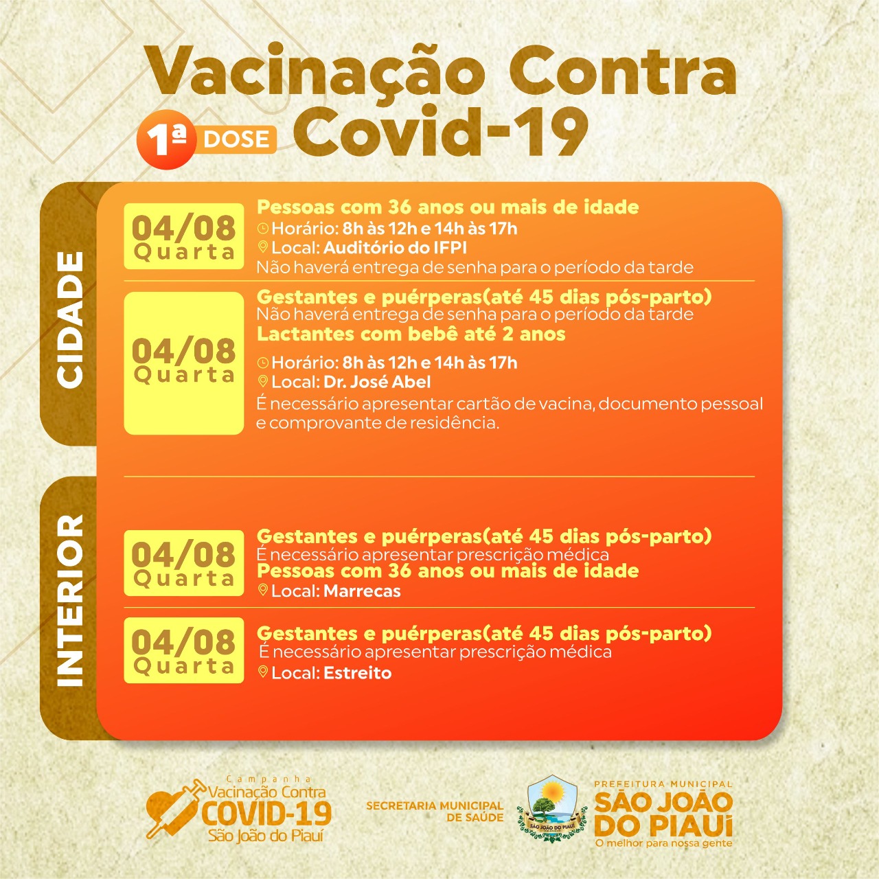 Primeira e segunda dose: São João vacina nesta quarta(4)