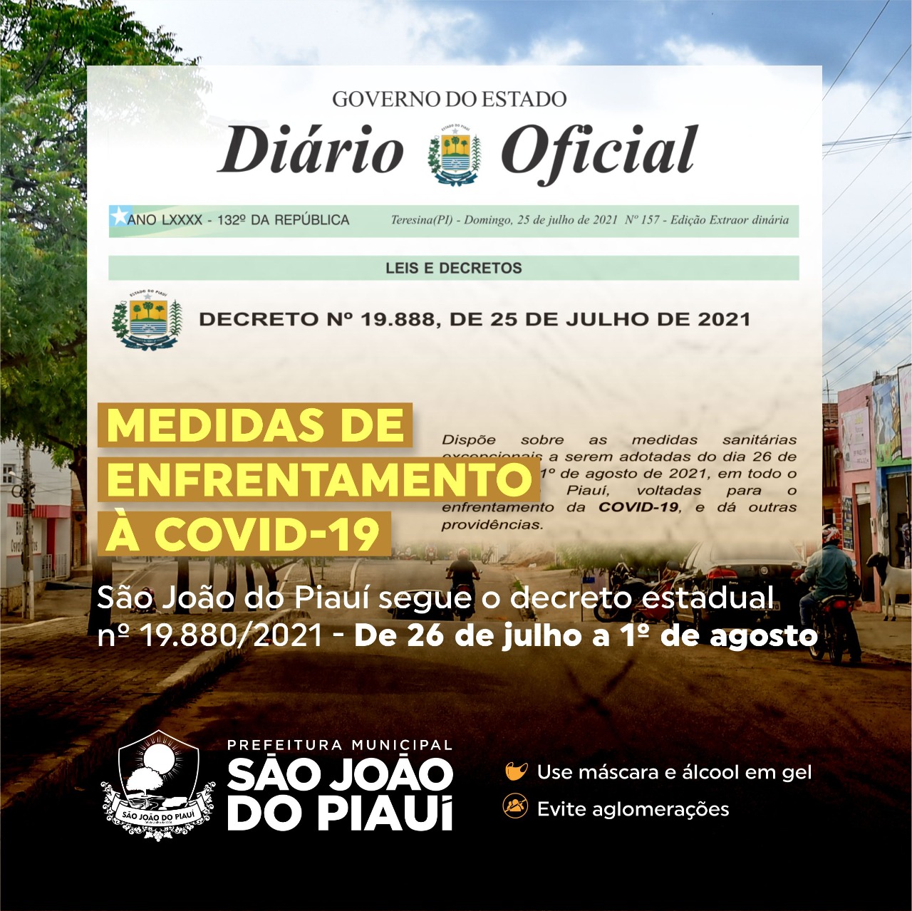 São João do Piauí adota decreto estadual como medida para enfrentamento à covid-19