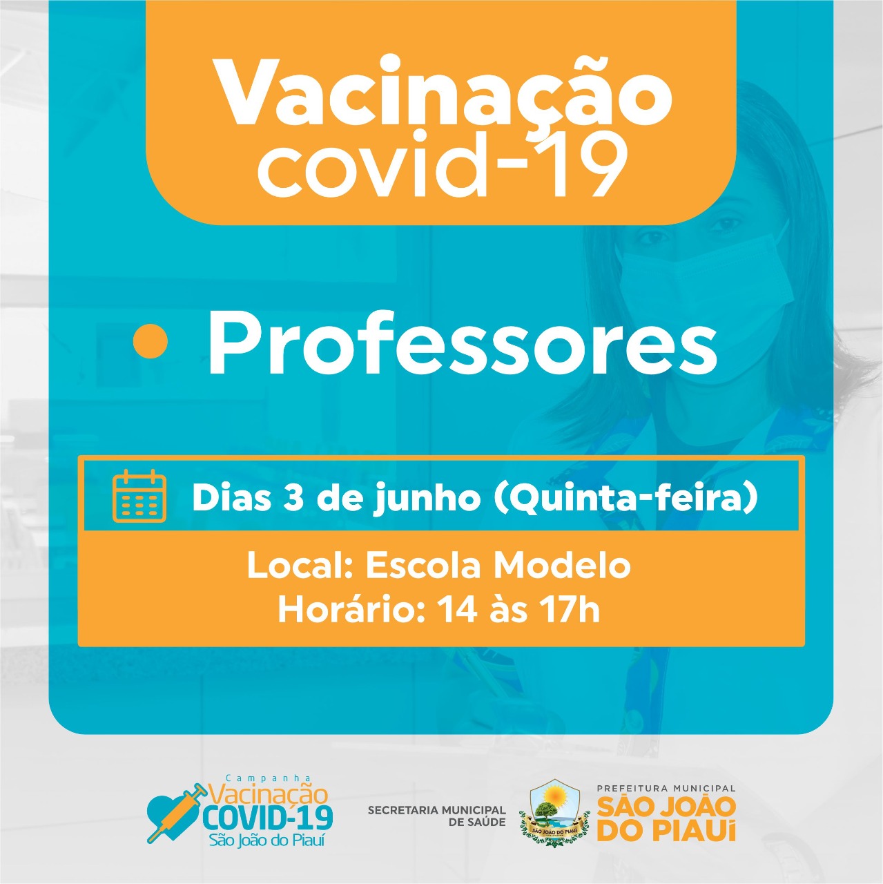 Trabalhadores da Educação de São João do Piauí serão vacinados nesta quinta-feira (3)